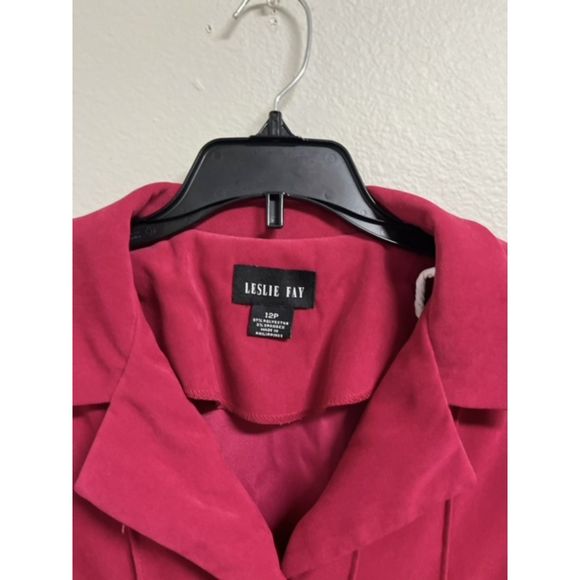 Leslie Fay Jacket - Pink Faux Suede Button Front Blazer Jacket Women Size 12 - Picture 3 of 10